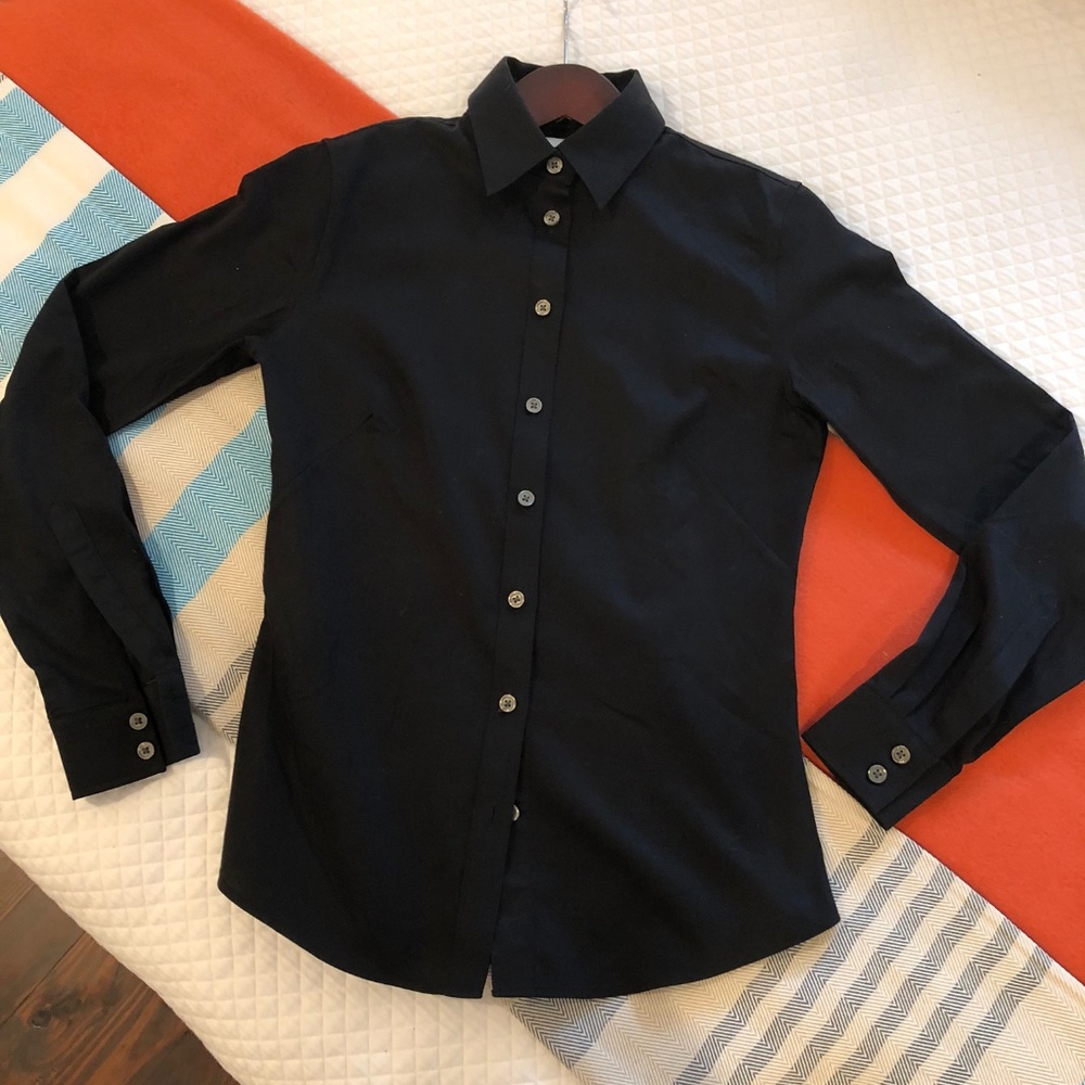 J Crew Black Slim Stretch Perfect Shirt Size 2